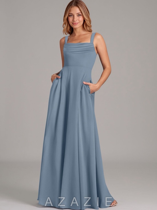 Azazie Dresses & Skirts - NWT Azazie Shaude A-Line Pleated Chiffon Formal Bridesmaid Dress in Dusty Blue
